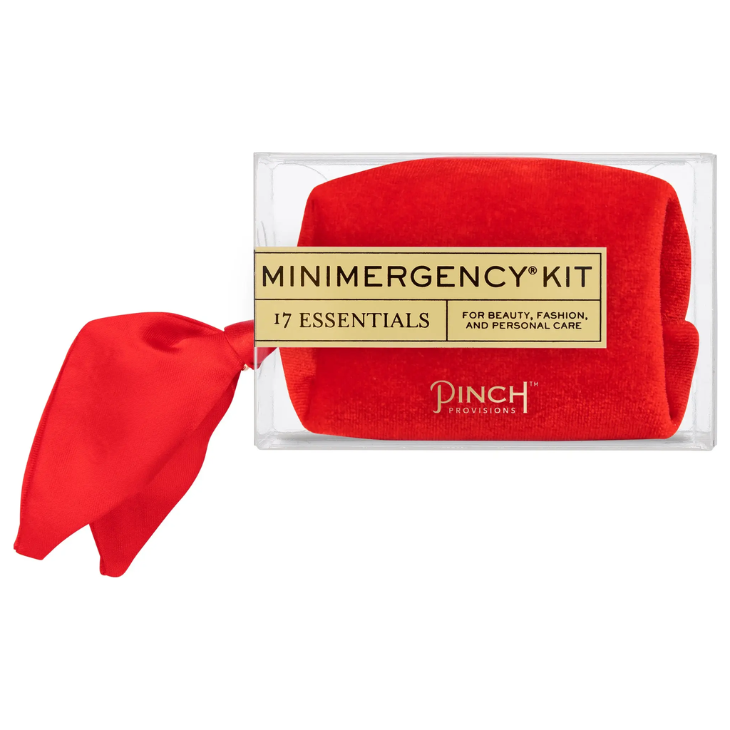 Velvet Scarf Minimergency Kit in Dusty Blue | by Pinch Provisions  NEW FOR THE HOLIDAYS! Luxury and peace of mind in the palm of your hand? Now you can have both with our new Velvet Scarf Minimergency Kits, which are beautiful as they are practical. Each soft velvet pouch with a matching silky scarf zipper pull contains 17 beauty, personal care, and style essentials...everything you need IN A PINCH®!